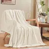 Manta Jacquard de Franela Verde Salvia Adecuada para Sofá, Manta de Franela Ultra Suave, Felpa Ligera