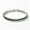 Transmisión en Vivo Transfronteriza Europea y Americana Suministro Moda Lujo Ligero Pulsera de Circonita de 4 mm Pulsera Tenis Unisex Joyería de Mano con Pedrería de Colores