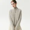 ¡La pieza perfecta para superponer! Chaqueta de algodón con patrón de cuadros de cachemira y doble cremallera, cárdigan de punto de manga larga de color liso y prenda exterior estilo chaleco