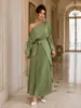Vestido largo plisado asimétrico verde estilo europeo y americano transfronterizo 2026 para mujer, vestido de un solo hombro moderno y elegante