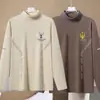 280g Veludo Alemão Outono/Inverno Veludo Escovado Dupla Face Gola Alta Manga Longa Camada Base Masculina Quente Roupas de Outono Camiseta