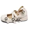 Sapatos femininos Mary Jane de salto alto estilosos e robustos, corte baixo, modelo novo 2026, versáteis e retrô, para combinar com vestidos, sapatos de couro super fofos
