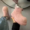 Versão em Couro Bovino~Couro Fosco Outono/Inverno Novo Bico Redondo Salto Grosso Botas de Cano Curto Moda Feminina Versátil Dobrável em Dois Sentidos Botas Martin