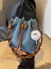 Este ano Popular Bag Women's 2024 New moda casual denim shoulder bag Commuter Crossbody bucket bag