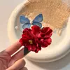 Accesorios para el Cabello de Año Nuevo, Pinzas Rojas para el Cabello con un Toque de Lujo, Exquisitos Pasadores Laterales para Fleco con Lazos, Pinzas de Borde de Terciopelo para Niñas