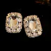 Pendientes Cuadrados de Diamante con Tachuelas Plateadas, Estilo Europeo y Americano, Pendientes Simples, de Moda, Exquisitos, Lujo Ligero, Gama Alta, Pendientes Elegantes para Mujer