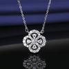 Collar de Trébol de Cuatro Hojas de Venta Caliente en Vivo para Mujer Cadena para Clavícula de Celebridad Cibernética Lujo Ligero Hierba de la Suerte Colgante Completo de Diamantes Regalo de San Valentín
