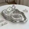 Estante organizador de bandeja de joyería minimalista estilo ins, organizador de escritorio para sala de estar, bandeja de almacenamiento para artículos varios y cosméticos