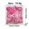 Parche de tela rosa inspirador y benéfico con bordados de cinta rosa, motivos de corazón y mariposa, decoración de insignia, accesorio de ropa, emblema bordado