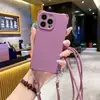 Nuevo Estilo Correa para Cuello Cruzada de Cuatro Esquinas con una Correa que Simula Silicona Líquida, Adecuada para Funda de Teléfono iPhone 16, Funda Suave 17 Pro Max, 15