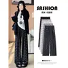 Pantalones Suaves Grises de Talla Grande 150 kg con Lazo para Mujer, Estilo Delgado de Primavera y Verano, Pantalones Casuales de Pierna Recta Fluidos de Pierna Ancha