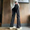 Pantalones de ajuste limpio color Negro Puro Sentido del Diseño Cremallera Dividida Ambiente Estilo Americano Pantalones Funcionales de Carga Rectos Micro-pantalones
