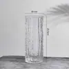 Jarrón de cristal en forma de cono, estilo ins nórdico, jarrón transparente grande y simple para bambú hidropónico, decoración de arreglo floral de escritorio y sala de estar