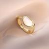 Anel Feminino Oval Fritillaria Gem Abertura Ins Estilo Japonês e Coreano Design de Nicho Anel de Dedo Moda Anel Elegante