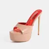 Comércio Exterior Europeu e Americano Novos Sapatos Sexy Quentes para Pole Dance Plataforma de Couro Envernizado Preto Salto Alto Sandálias de Salto Ultra Fino