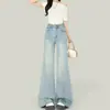 Jeans Acampanados Brillantes con Pedrería, Estilo Nuevo Primavera 2026 para Mujer, Cintura Alta, Caída Suelta, Modernos, Adelgazantes, Pantalones Acampanados No Ajustados