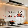 Lindas pegatinas de panda para cocina, a prueba de aceite, impermeables, resistentes a altas temperaturas, para campanas extractoras, estufas, paredes, azulejos ignífugos, pegatinas electrostáticas