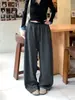 Calça listrada larga casual retrô para mulheres, novo estilo outono 2026, cintura alta, solta, emagrece, fluida, calça casual