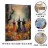 TEMU Pintura Colgante para Dormitorio de Bruja y Calabaza Lienzo con Núcleo Pintado en Spray Murciélago Fantasma Pintura Decorativa para Fiesta de Halloween