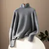 Suéter de cuello alto 100% Cachemira Pura para Mujer, Mismo Estilo que Faye Wong, Suéter de Cachemira Holgado Casual Perezoso, Suéter de Punto Simple
