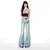 Calça Flare com Strass Céu Estrelado para Mulheres, Novo Estilo Outono 2026, Caimento Solto, Não Apertada nas Pernas, Calça Bootcut Emagrecedora