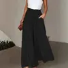 Pantalones de pierna ancha Amazon para mujer 2026 Verano Sueltos de cintura alta con cordón Estilo fino Artístico Versátil Casual Largos Estilo Retro