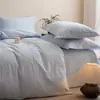 Juego Sencillo de Jacquard 100% Algodón de Cuatro Piezas Funda Nórdica Sábana Tacto de Alta Gama Bordado Sueño al Desnudo Algodón Puro Amigable con la Piel Funda Nórdica Ropa de Cama
