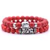 Conjunto de Pulseiras Redondas de Pedra Vulcânica Ágata Envelhecida Cabeça de Buda Joias de Comércio Exterior Europeu e Americano