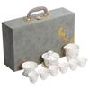 Juego de Jade Grasa de Oveja Juego de Té Kung Fu Porcelana Blanca Calcomanías Caja de Regalo Oficina Juego de Té de Negocios Regalo Reunión Anual Regalo Acompañante