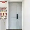 Fábrica de Exportação de Guangzhou Porta de Madeira Maciça Pintada Estilo Creme Porta de Quarto Porta Única Branca Linha de Fivela Americana Porta de Sala