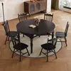 Juego de Mesa y Sillas de Comedor de Madera Maciza Estilo Francés de Mediados de Siglo para Uso Doméstico, Adecuado para Apartamentos Pequeños, Mesa de Comedor Plegable Extensible de Doble Propósito Cuadrada y Redonda Retro