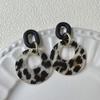 Brincos de leopardo geométricos retrô estilo Hong Kong, nicho feminino, temperamento sofisticado, design de moda exagerado, joias para orelha