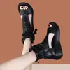 Sandálias de Couro Macio com Solado Grosso para Mulheres, Sandálias Plataforma Cuña Retro 2026 Nova Coleção Verão Cano Alto Aumenta Altura Peep-Toe Sapatos Romanos