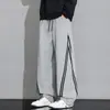 Calça funcional externa da moda estilo americano para homens, nova coleção primavera/outono, casual, corte solto, tamanhos grandes, versátil, calça atlética de perna reta