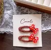 Pinza para el pelo con lazo de lunares rojos clásica para niñas de primavera y verano, clip básico de dibujos animados brillantes para el pelo de estudiantes, clip de pajarita