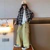 2024 Nuevo estilo top de cuadros estilo western para niños primavera abrigo de manga larga casual moda para niños y niñas otoño