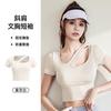 Ropa de Yoga para Mujer Transpirable de Manga Corta Tops de Yoga con Almohadillas en el Pecho Elástica Adelgazante Ropa de Fitness
