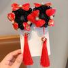 Accesorios para el cabello de Año Nuevo para niños Bolas de carne con borla Peluca Lazo para el cabello Bebé Rojo Ropa de Año Nuevo Cuerda para el cabello Tocado Hanfu