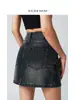 Mismo Estilo que las Marcas GrandesFalda de Mezclilla A-Line Color Gris Grafito Fresca y Elegante para Mujer, Falda Bodycon de Cintura Alta, Nuevo Artículo de Verano