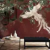 Papel de Parede Clássico Chinês de Flores e Pássaros para Quarto, Sala de Estar, Hotel, Pousada, Decoração de Sala Misteriosa, Arte de Parede Decorativa
