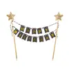 Banner de Feliz Cumpleaños Topper para Pastel Palillos Inserciones Estrella Dorada de Cinco Puntas Decoración para Hornear Inserciones Fiesta Postre Banderines