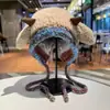 Bonito Sombrero de Peluche con Orejas de Oveja para Mujer Invierno 2025 Nuevo Otoño e Invierno Cálido Sombrero de Lana Protector de Orejas Sombrero de Invierno Tejido