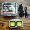 Linterna frontal con sensor transfronterizo, linterna frontal multifuncional para exteriores, luz de trabajo recargable con control de movimiento, nueva luz de advertencia de emergencia montada en la cabeza