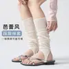 Meias Femininas de Tornozelo com Renda, Meias Finas de Verão Meio-Dedos, Meias Longas de Algodão Vazadas Estilo Japonês Sem Dedos