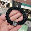 Faixa de Cabelo com Estampa de Leopardo Europeia e Americana Prendedor de Cabelo Anel de Intestino Grande com Strass de Alta Qualidade Corda de Cabelo de Luxo Acessível Elástico de Cabelo Acessórios de Cabelo Femininos Atacado