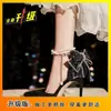 Salto Alto Estileto Cristal Cisne Negro Sexy Feminino Bico Fino Strass Paetê Pérola Laço Fivela Tira Sapatos
