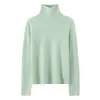 Nova camisa base de tricô 100% caxemira pura para outono e inverno para mulheres, estilo básico, barra enrolada sem costura, gola alta empilhada