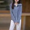 Novo Cardigan de Tricô de Lã Feminino Outono/Inverno Jaqueta com Zíper Duplo Top Versátil Estiloso Que Afina a Silhueta
