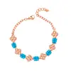Pulsera Kalamei Love Clover Rubí Chapada en Oro de 18 Quilates Moda Campanilla de la Mañana Pulsera de Piedras Preciosas Coloridas Diamante
