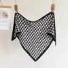 Lenço Triângulo com Estampa Pied-de-Poule, Imitação de Seda, Amarração na Cintura, Xale de Proteção Solar, Lenço de Pescoço, Lenço de Seda Feminino, Lenço de Pescoço, Lenço de Cabeça, Lenço